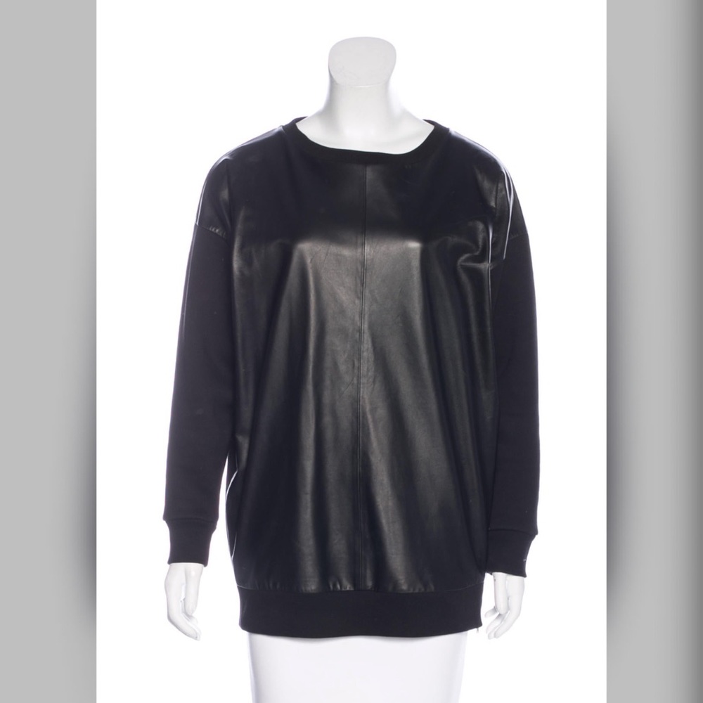 Allsaints black leather-paneled sweatshirt